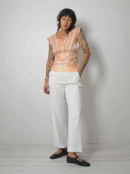 1930's Peach Lace Silk Blouse