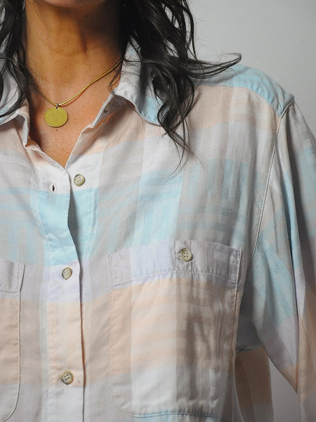 1980's Pastel Plaid Shirt