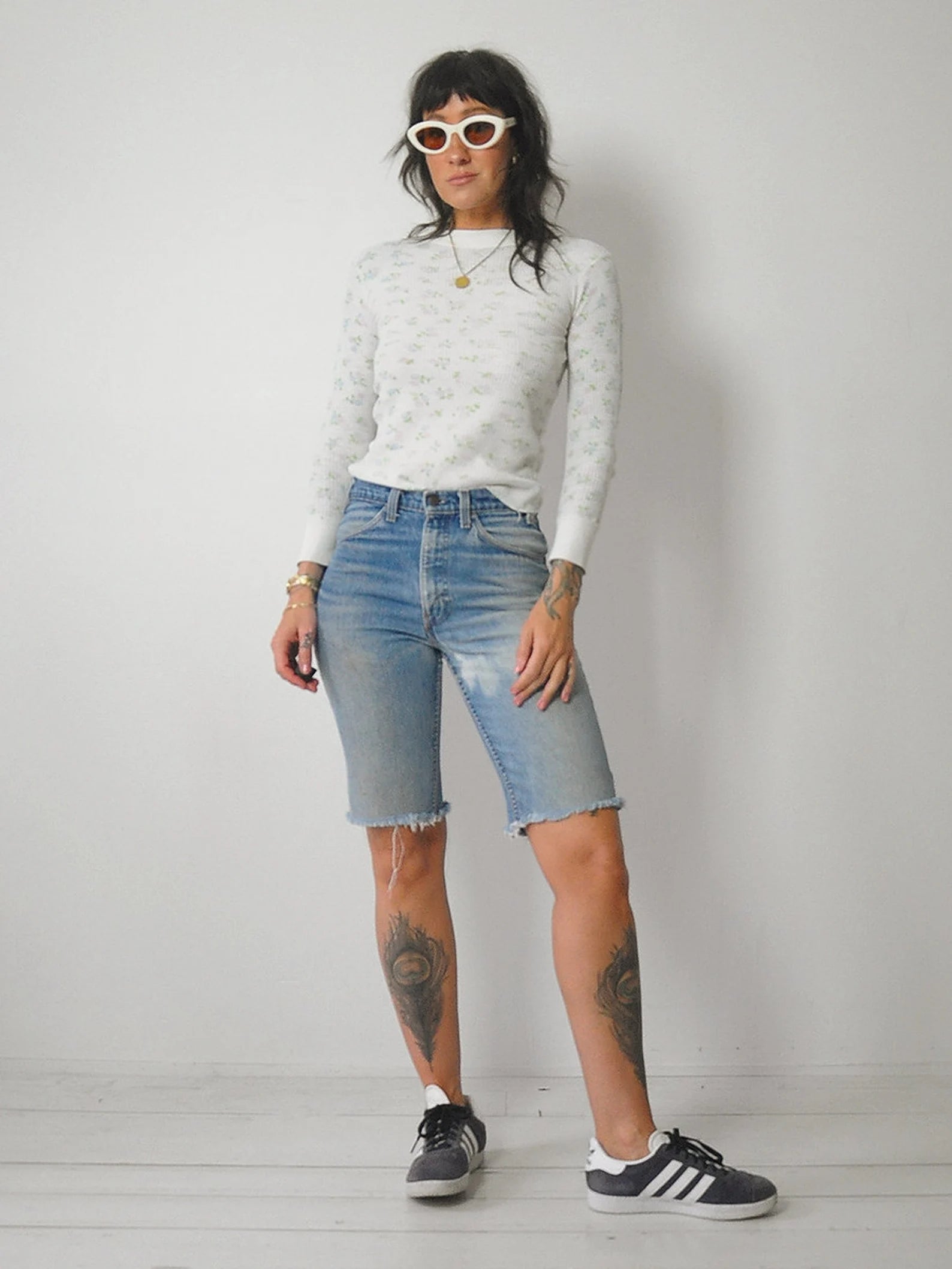 1980's Pastel Floral Waffle Thermal