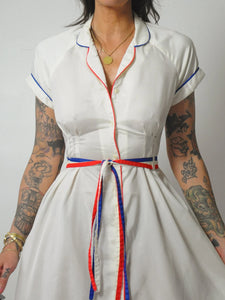 1970's Ivory Fitted Shirt Dress