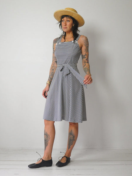 1970's Navy Striped Sundress