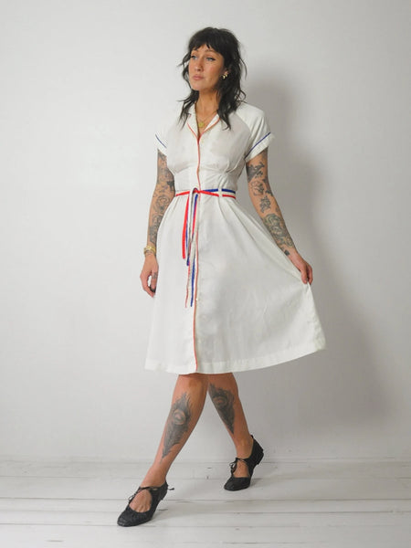1970's Ivory Fitted Shirt Dress