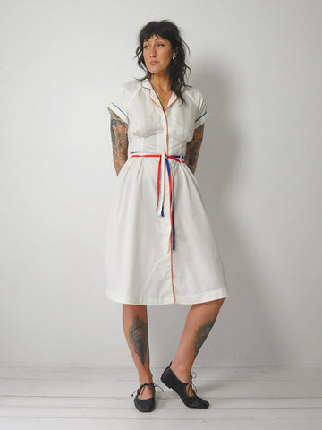 1970's Ivory Fitted Shirt Dress