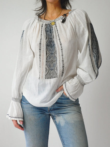 1970's Muslin Embroidered Blouse