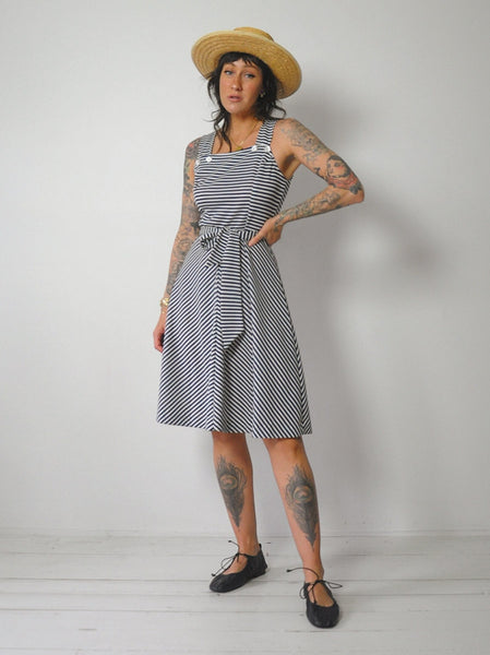 1970's Navy Striped Sundress