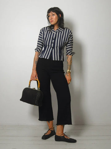 1930's Navy Striped Blouse