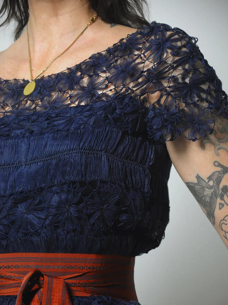 1950's Hand Loomed Net Dress