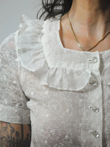 1950's Sheer Floral Lace Blouse