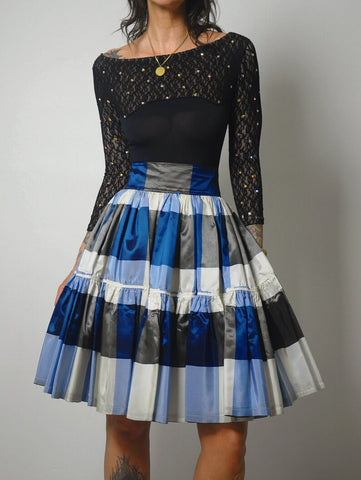 1950's Plaid Taffeta Circle Skirt