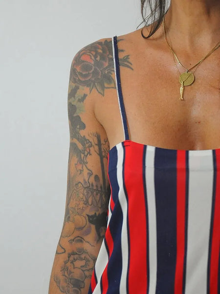 1970's Striped Mini Slip Dress
