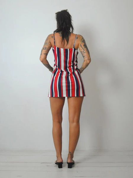 1970's Striped Mini Slip Dress