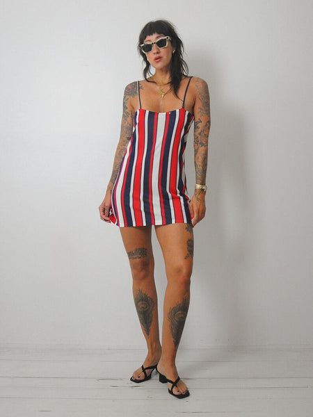 1970's Striped Mini Slip Dress