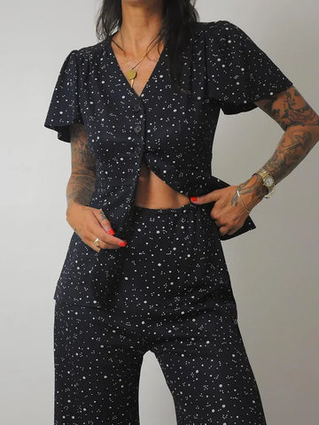 1970's Navy Constellation Pant Set