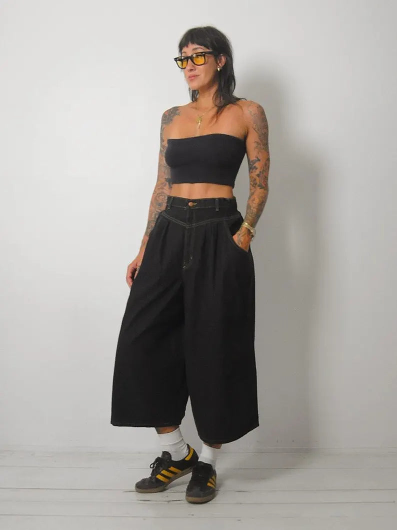 1990's Black Denim Jort Shorts