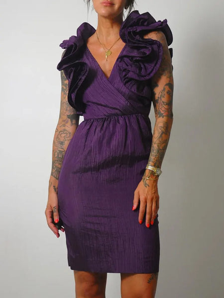 1980's Origami Ruffle Mini Dress