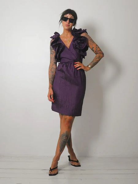 1980's Origami Ruffle Mini Dress