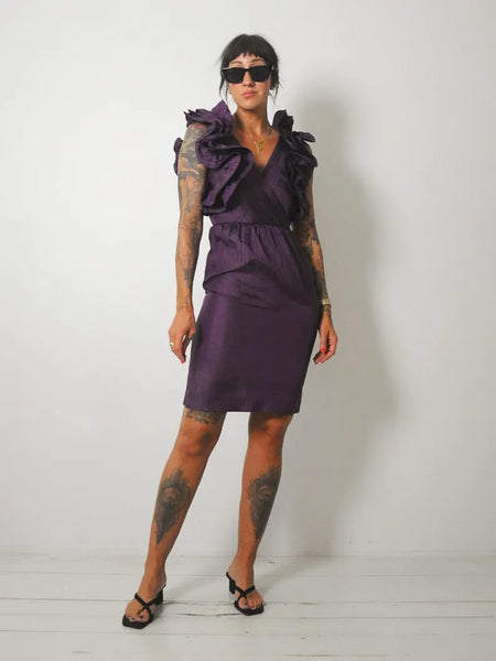 1980's Origami Ruffle Mini Dress