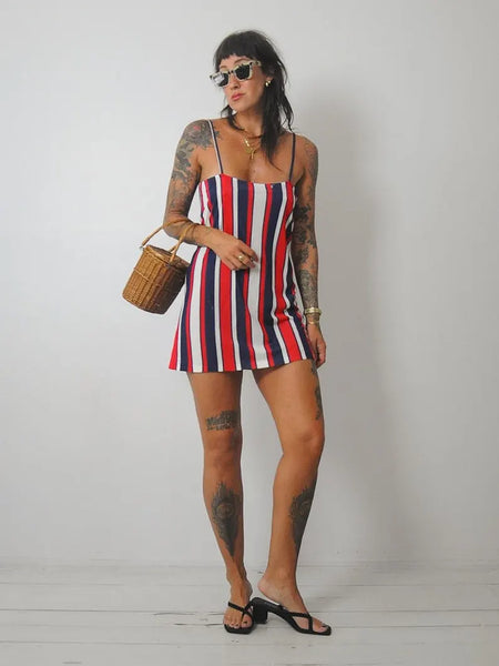 1970's Striped Mini Slip Dress