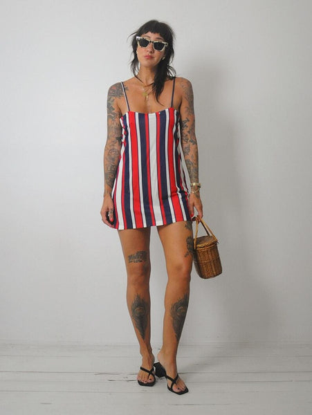 1970's Striped Mini Slip Dress