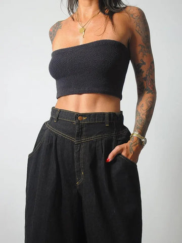 1990's Black Denim Jort Shorts