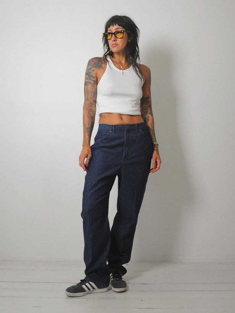 1980's Dark Pinstriped Jeans 30x30