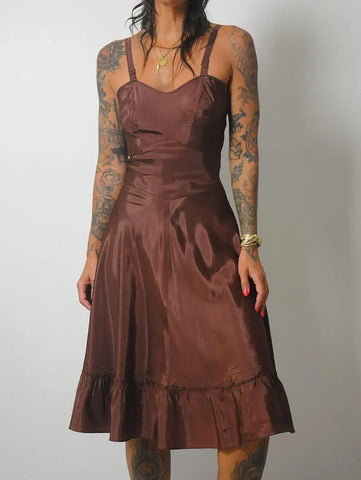 1950's Copper Bias Slip Dress