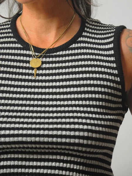 1970's Silver Striped Ribbed Tank