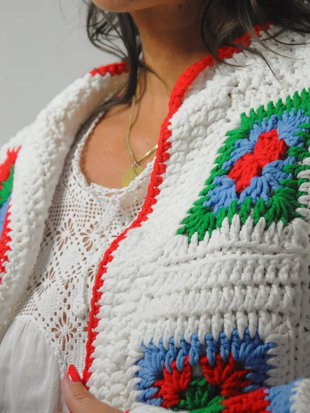 1970's Quilted Crochet Cardigan