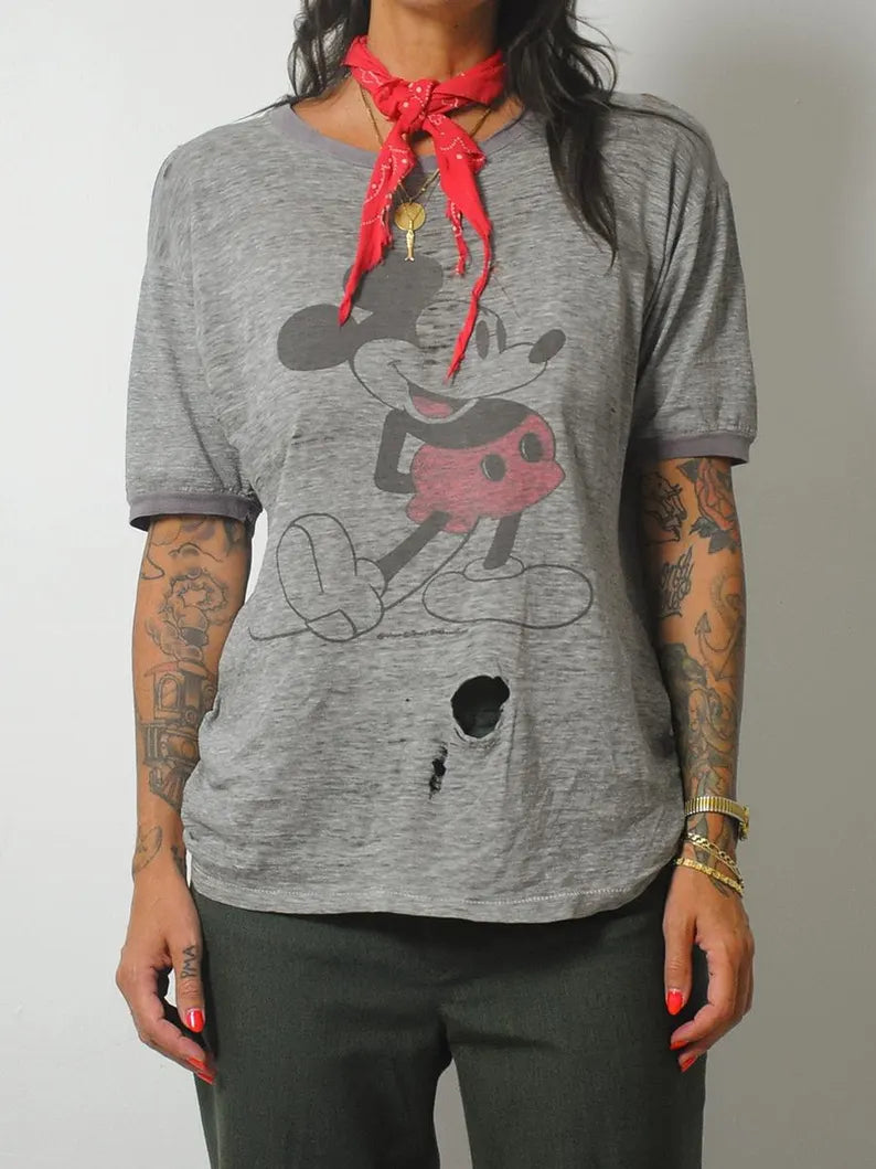 1970's Destroyed Mickey T-shirt