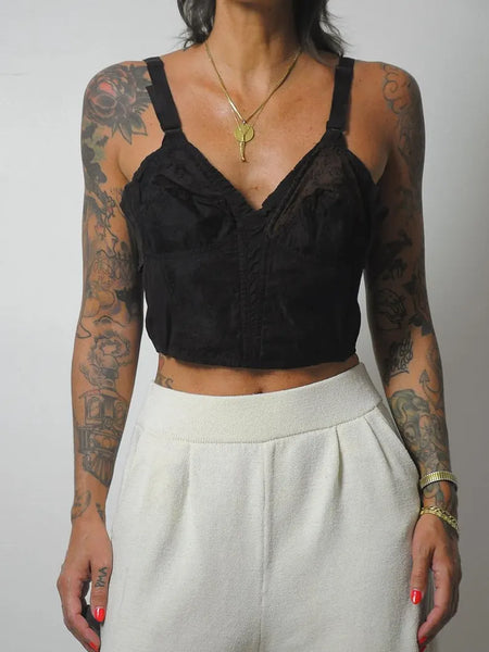 1950's Black Lace Bustier Top