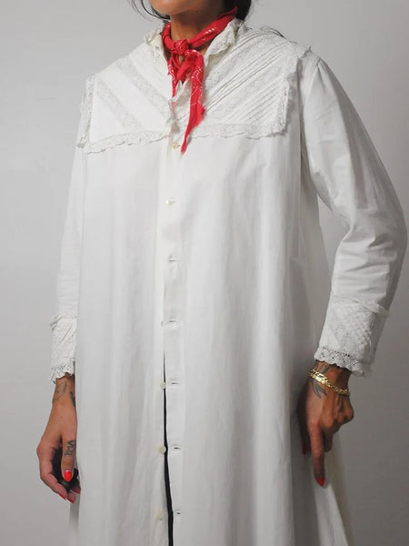 Edwardian Cotton Maxi Duster Dress