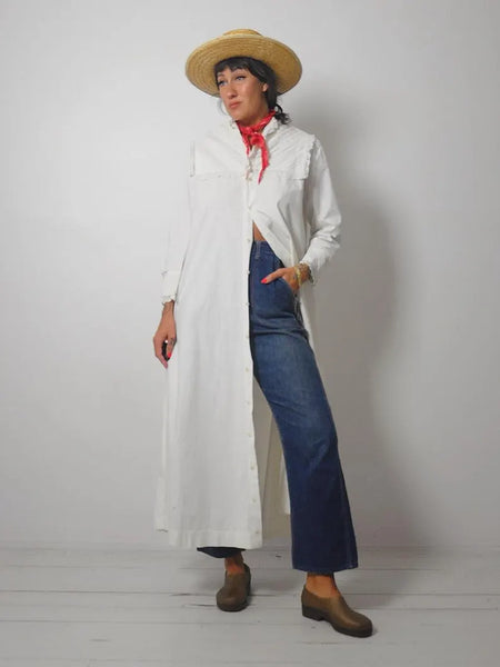 Edwardian Cotton Maxi Duster Dress