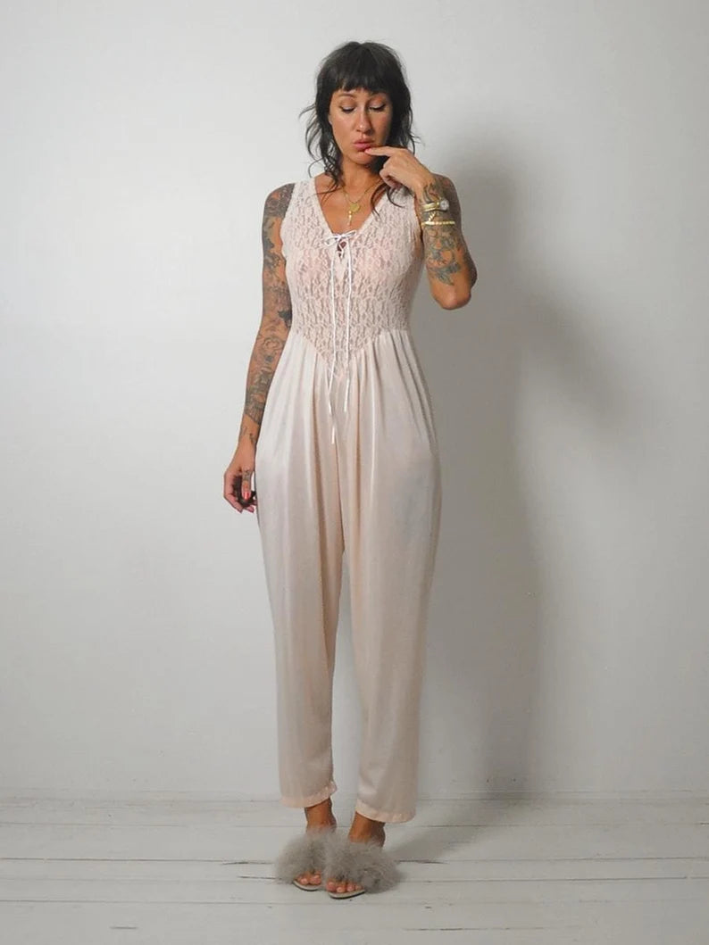 1980's Pastel Lace Jumpsuit