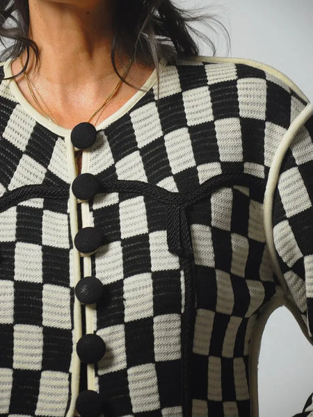 1980's Knit Checkerboard Cardigan