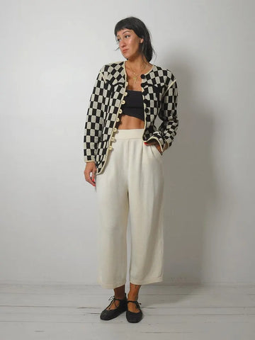 1980's Knit Checkerboard Cardigan