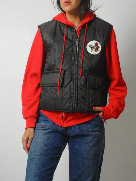 1980's Patch Quilted Puffer Vest