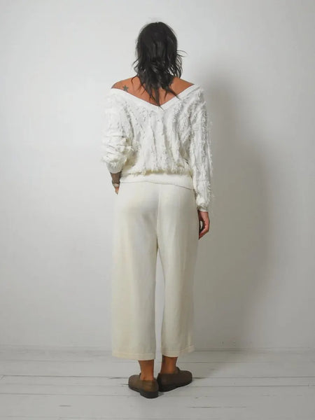 White Fringe Shaggy Sweater