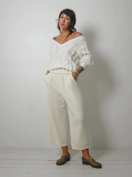White Fringe Shaggy Sweater