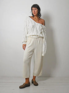 White Fringe Shaggy Sweater