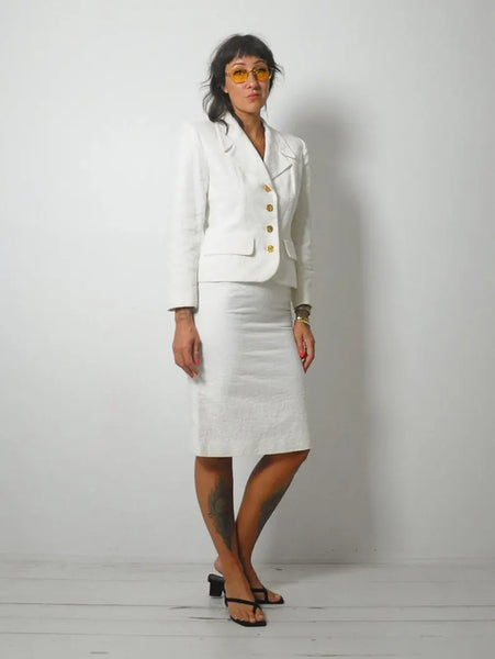 1980's YSL White Power Suit