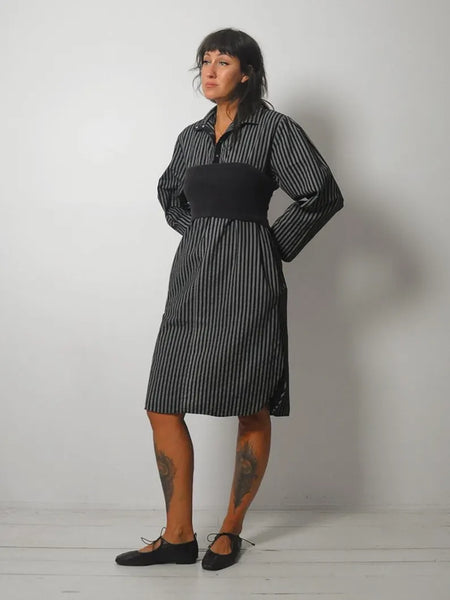 1980's Striped Pocket Shirt Dress