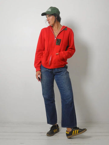 1980's Red Patched Sweatshirt