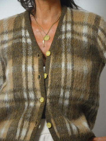 1960's Mohair Plaid Cardigan