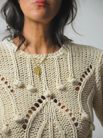 Handknit Cotton Bobble Sweater