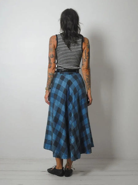 1980's Plaid Linen Pocket Skirt
