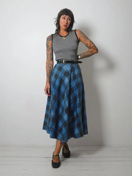 1980's Plaid Linen Pocket Skirt