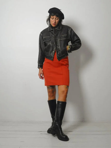 90's Black Leather Bomber