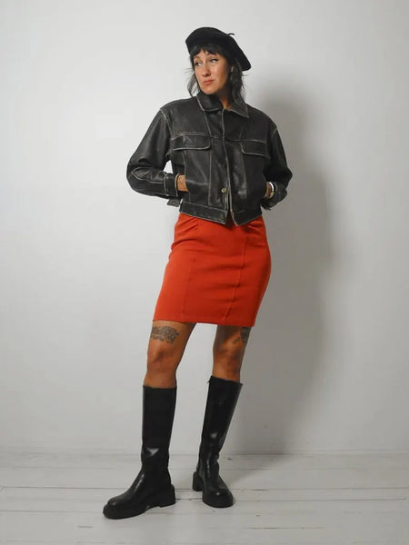 90's Black Leather Bomber