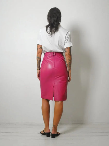 Pink Leather Pencil skirt