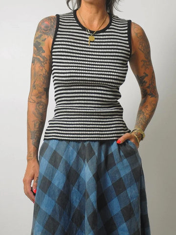 1970's Silver Striped Ribbed Tank